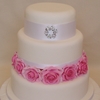 Brooch and Roses Wedding Cake
