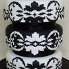 Black and White Damask Wedding Cake