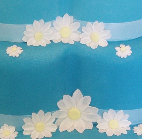 Blue Daisies Wedding Cake