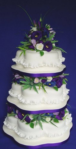 Purple Petals Wedding Cake