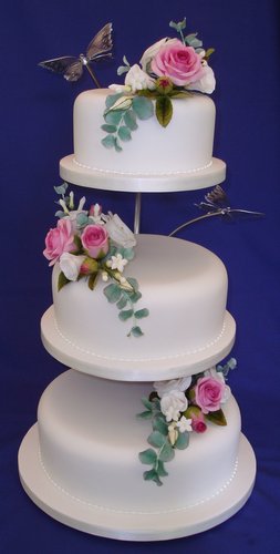 Roses and Butterflies Wedding Cake
